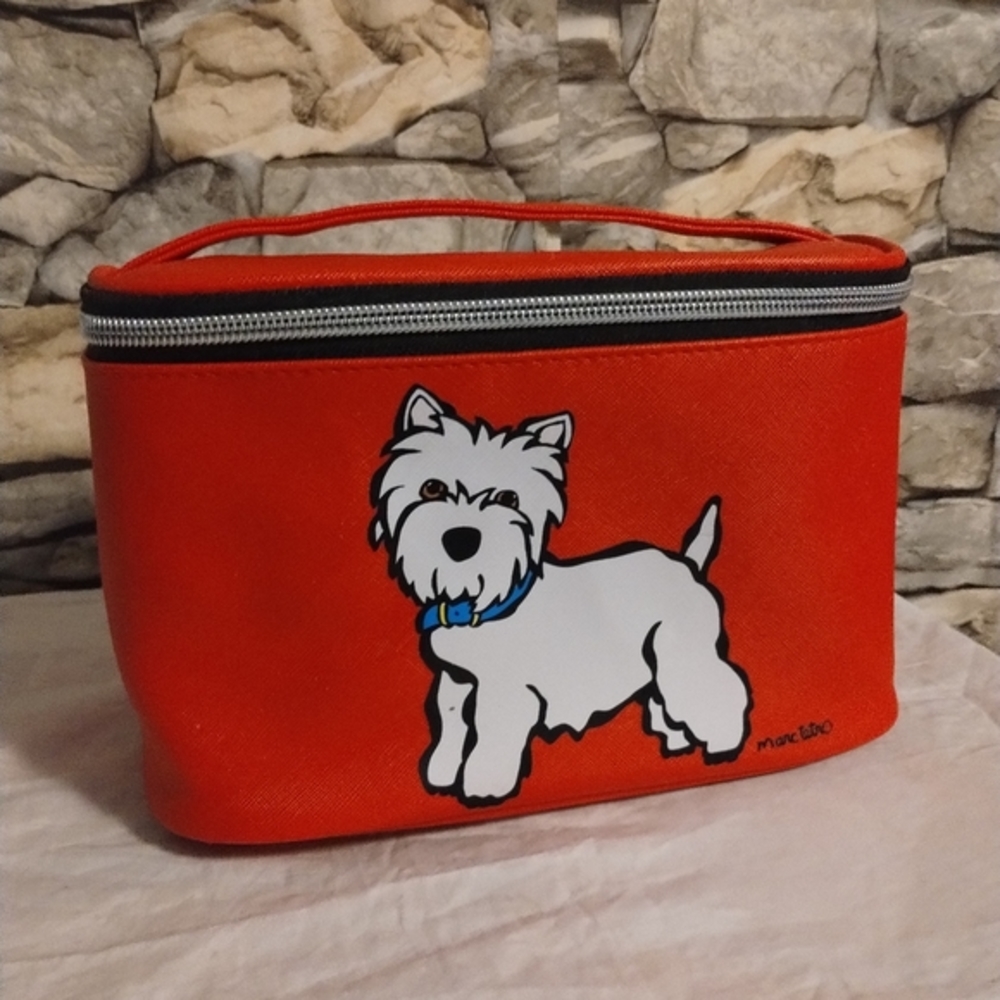 marc tetro large red "Westie" cosmetic bag